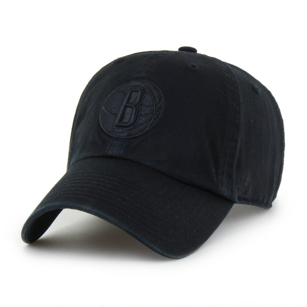 Brooklyn Nets '47 Black on Black Clean Up Adjustable Hat - 47 brand