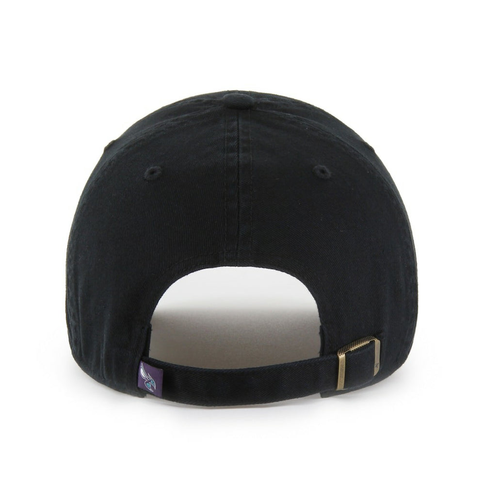 Charlotte Hornets '47 Black on Black Clean Up Adjustable Hat - 47 brand