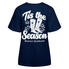 Dallas Cowboys Women's 'Tis The Season Boots T-Shirt - Navy T-shirts