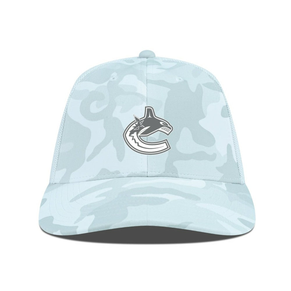 Vancouver Canucks Levelwear Clash Slate & Snow Meshback Flex Hat - Camo | US 203539112