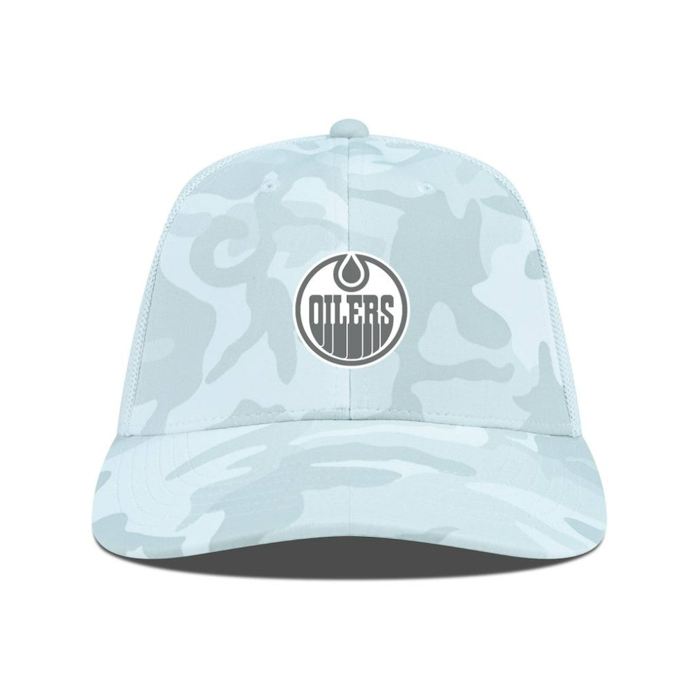 Edmonton Oilers Levelwear Clash Slate & Snow Meshback Flex Hat - Camo | US 203539116