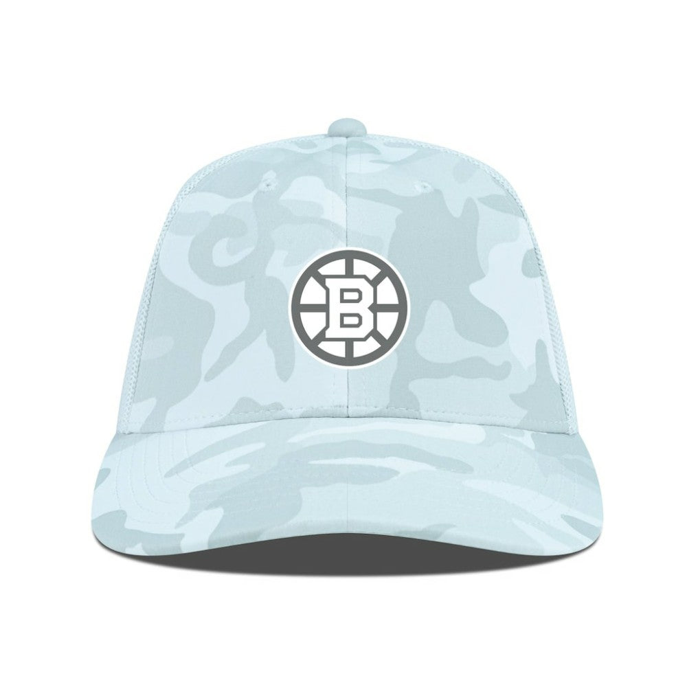 Boston Bruins Levelwear Clash Slate & Snow Meshback Flex Hat - Camo | US 203539123