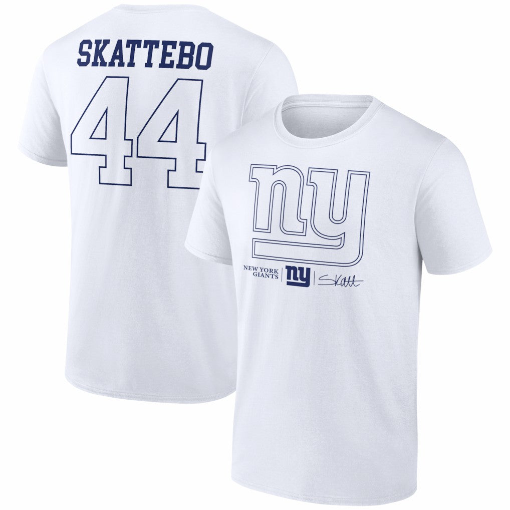 Cam Skattebo New York Giants Tonal Player Name & Number T-Shirt - White T-shirts