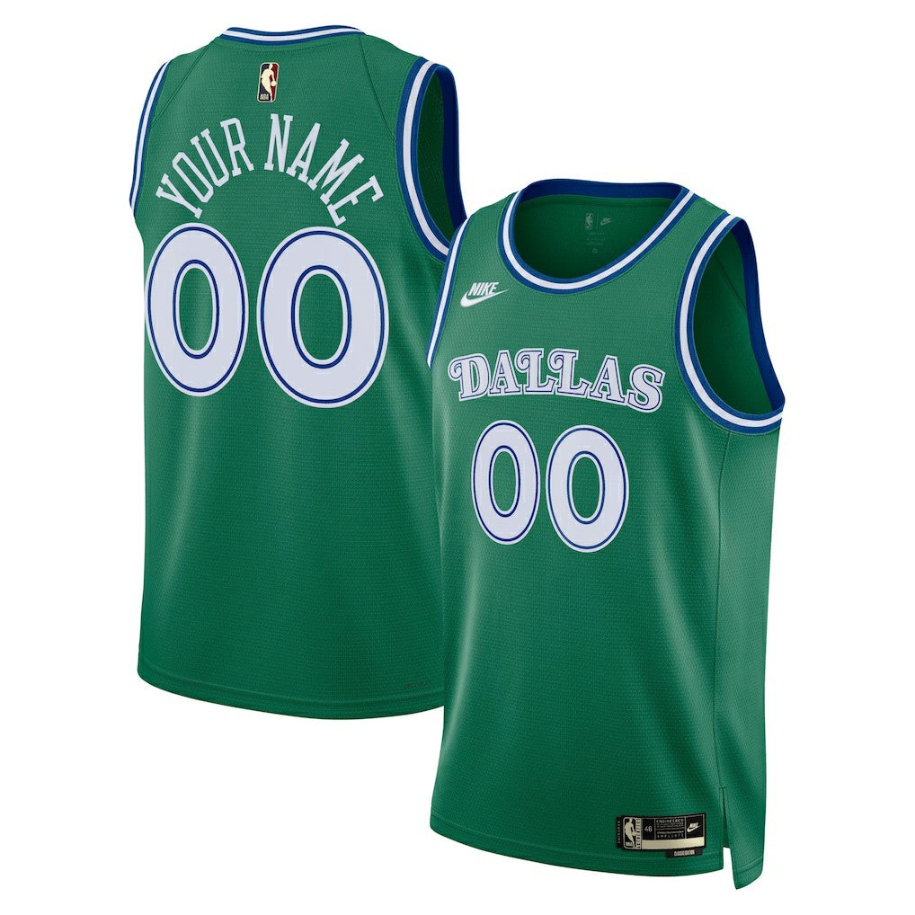 Dallas Mavericks Unisex Swingman Custom Jersey Classic Editi- Green - Nike