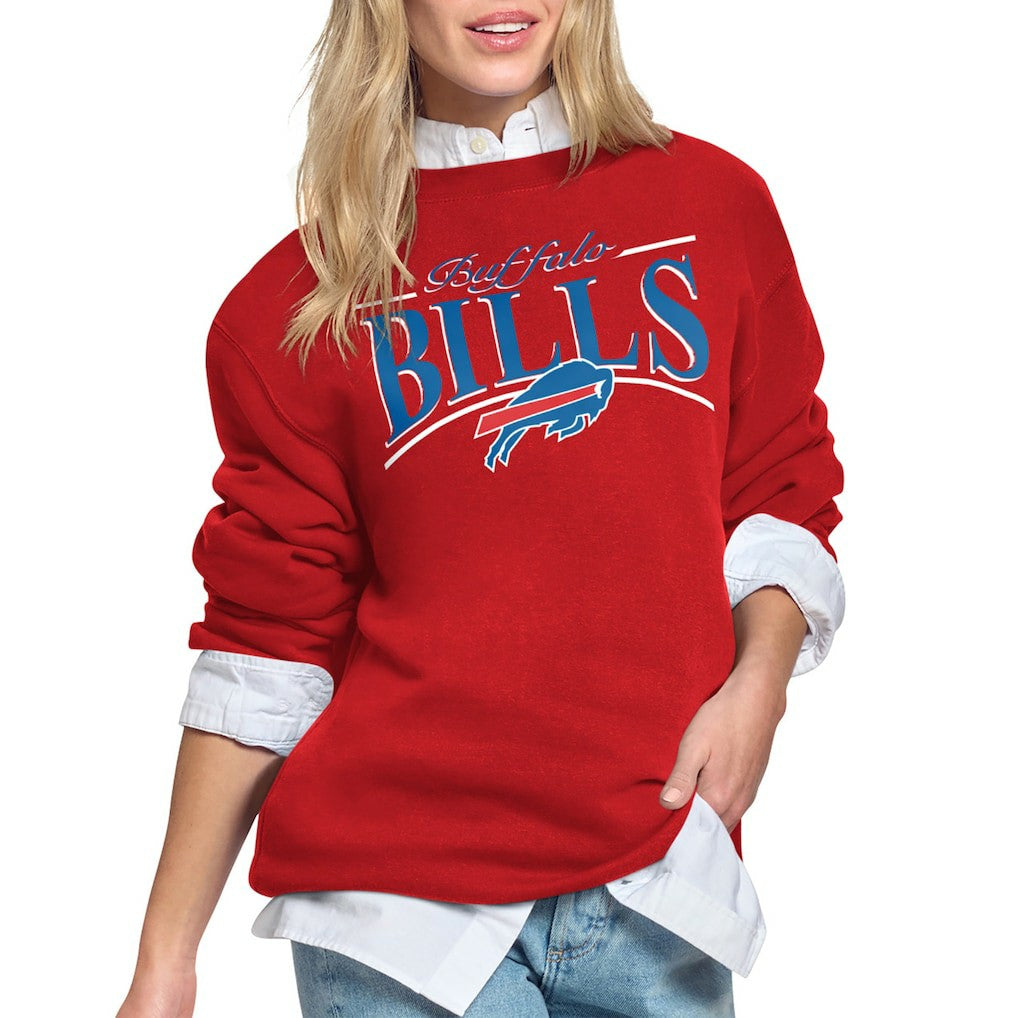 Buffalo Bills Starter Women's Arch Stripe Fleece Sweatshirt - Red Sweatshirts