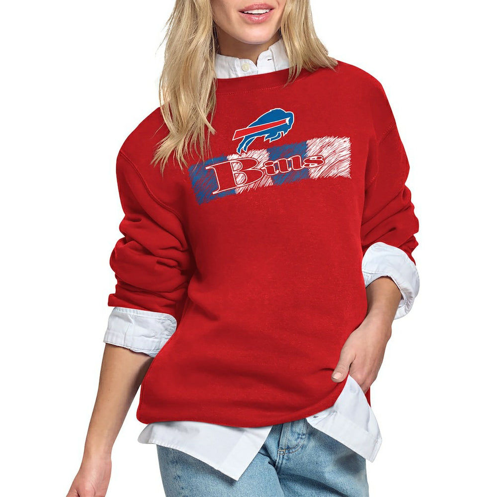 Buffalo Bills Starter Women's Color Shading Team Logo Fleece Sweatshirt - Red Sweatshirts