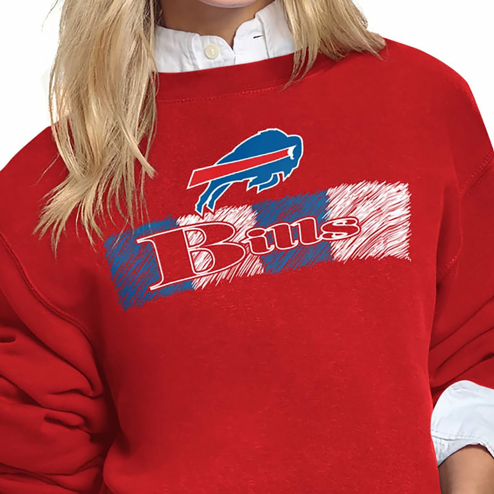 Buffalo Bills Starter Women's Color Shading Team Logo Fleece Sweatshirt - Red Sweatshirts