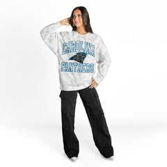 Carolina Panthers Gameday Couture Women's Whiteout Oversized Premium Fleece Sweatshirt - Arctic Camo Sweatshirts
