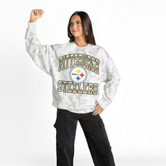 Pittsburgh Steelers Gameday Couture Women's Whiteout Oversized Premium Fleece Sweatshirt - Arctic Camo Sweatshirts