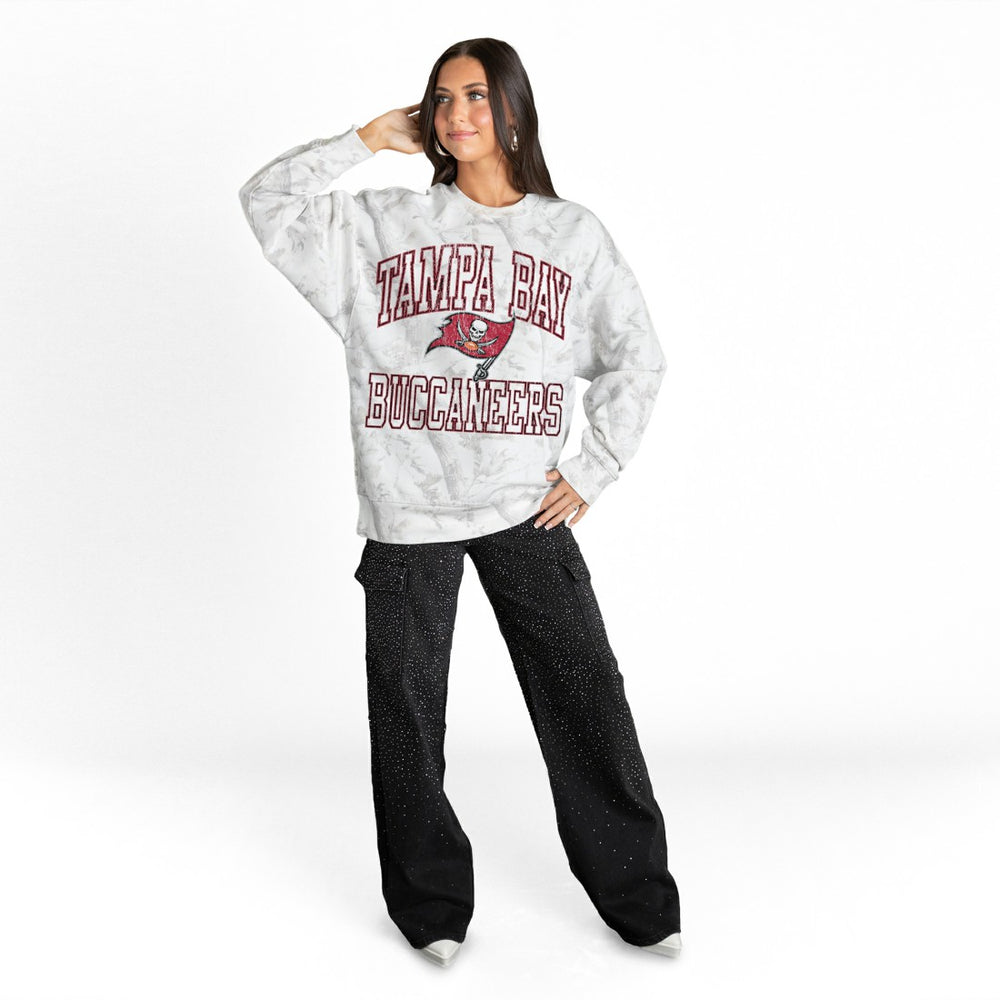 Tampa Bay Buccaneers Gameday Couture Women's Whiteout Oversized Premium Fleece Sweatshirt - Arctic Camo Sweatshirts