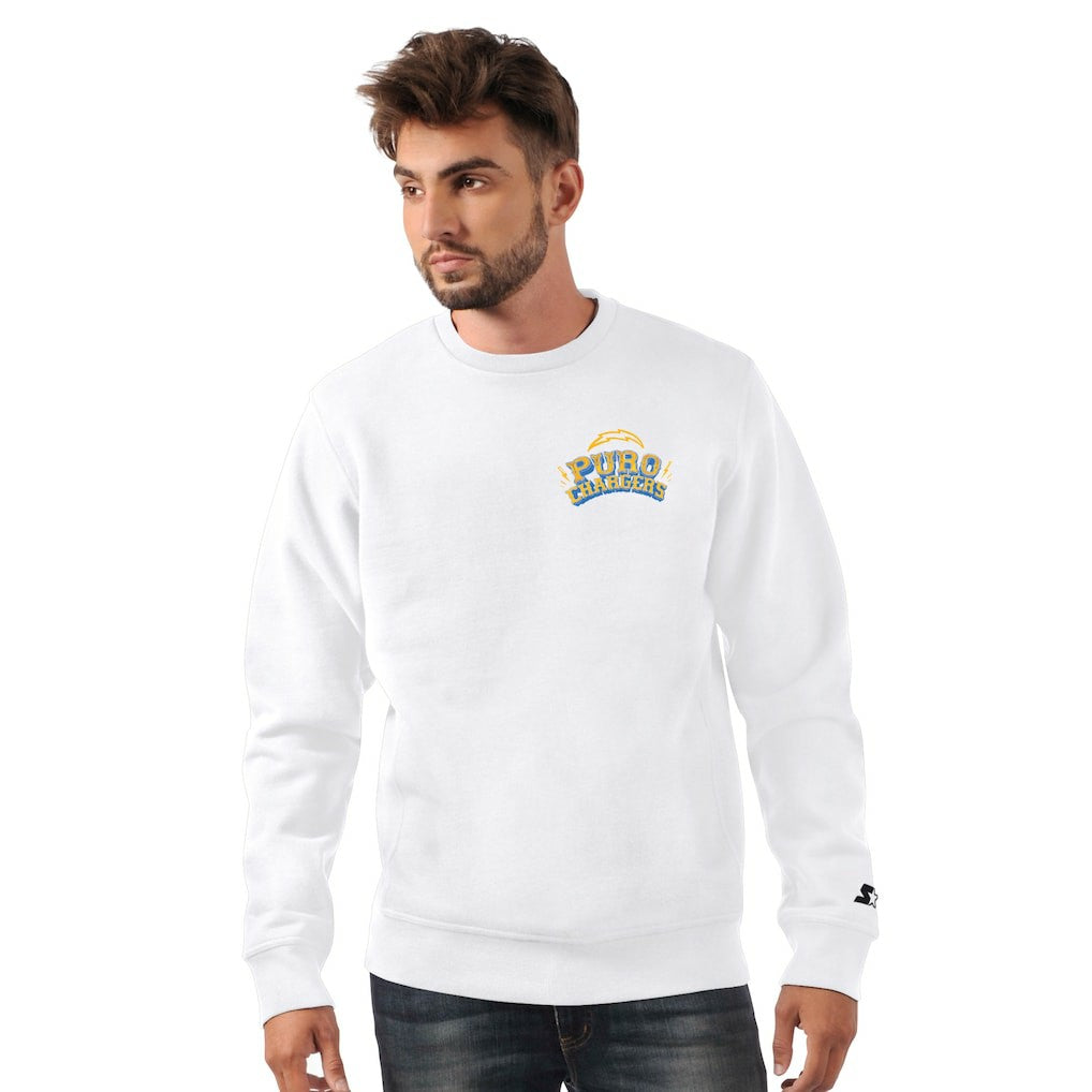 Los Angeles Chargers Starter Classic Puro Crew Neck Sweatshirt - White Sweatshirts
