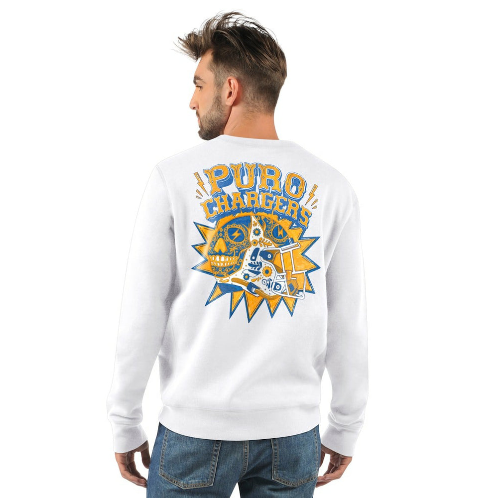 Los Angeles Chargers Starter Classic Puro Crew Neck Sweatshirt - White Sweatshirts