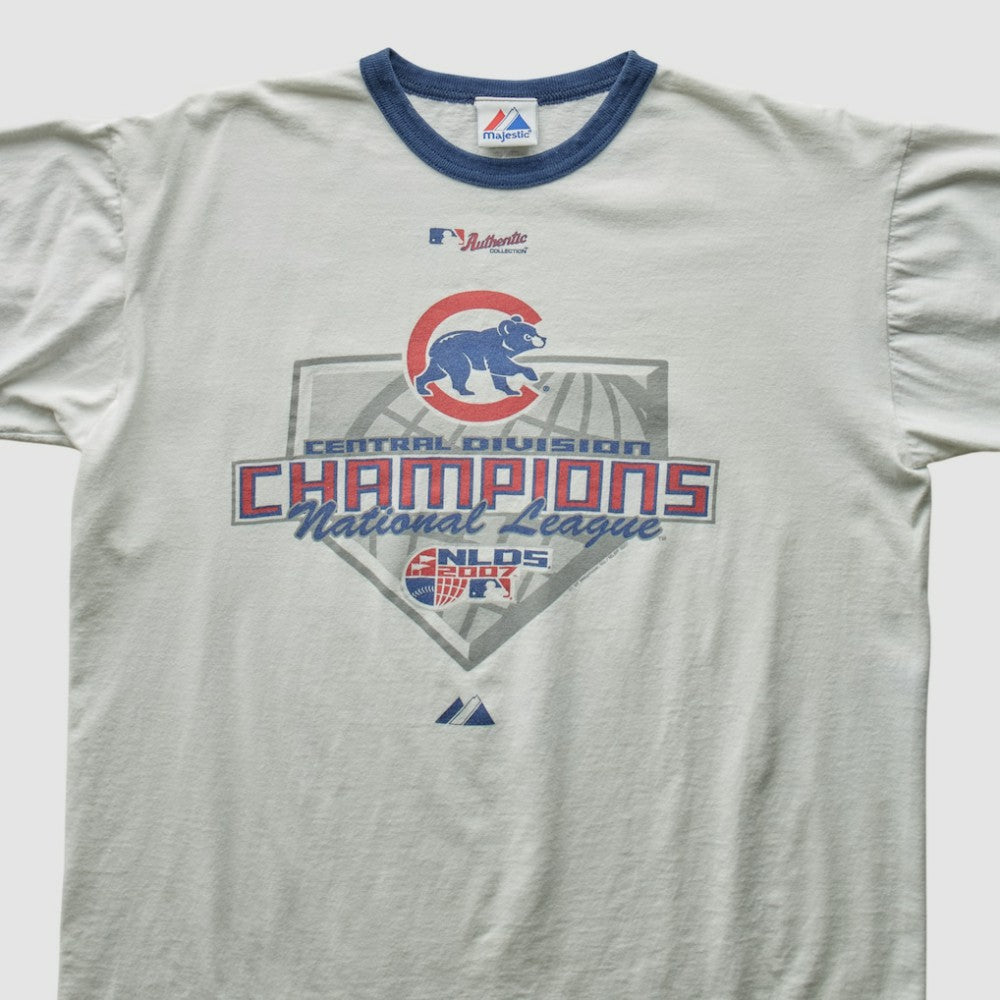 Chicago Cubs Majestic 2007 T-Shirt - White - Vintage T-shirts