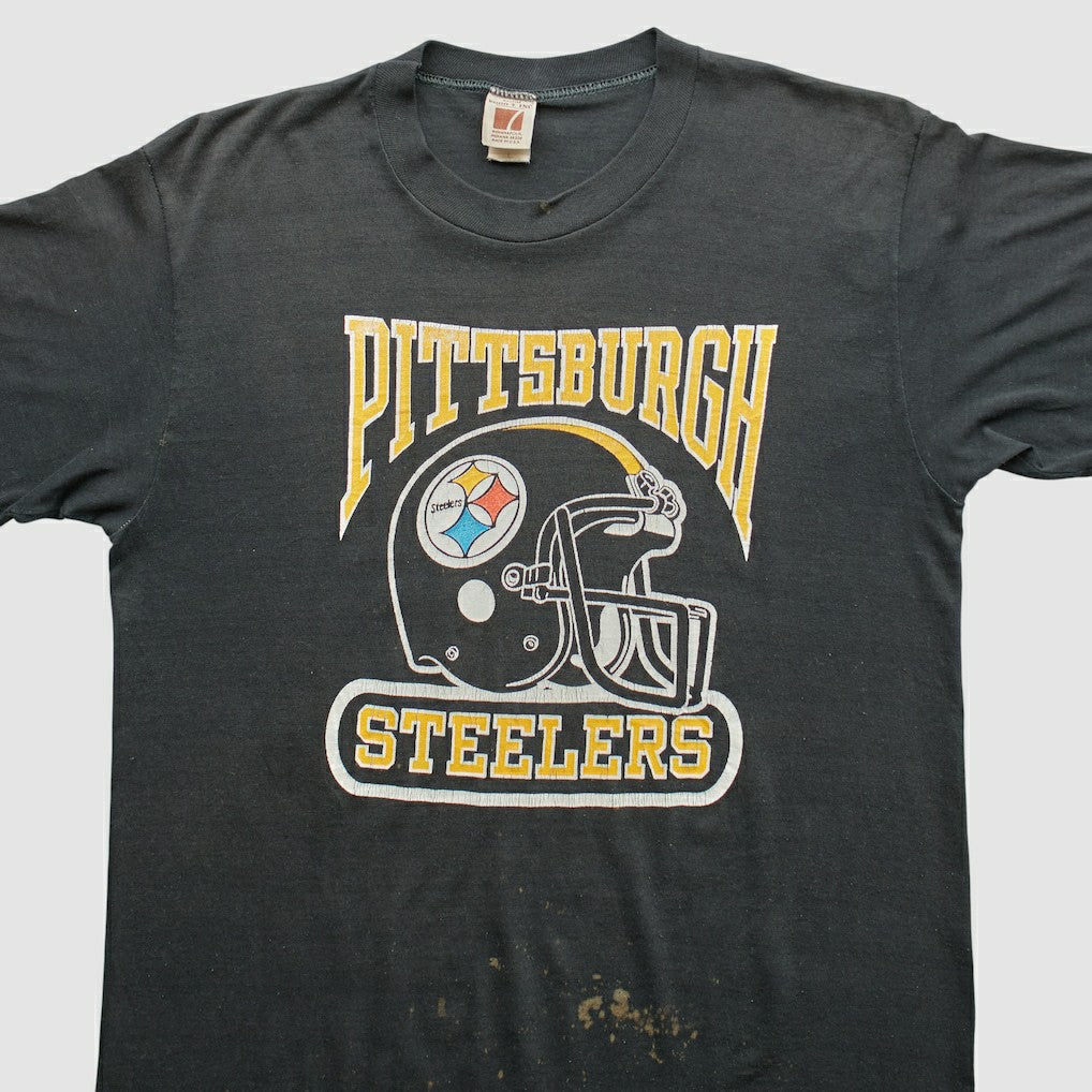 Pittsburgh Steelers Logo 7 80s T-Shirt - Black T-shirts