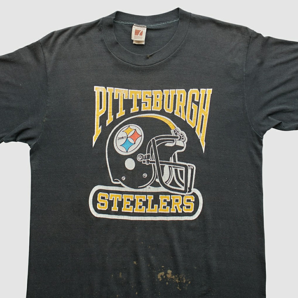 Pittsburgh Steelers Logo 7 80s T-Shirt - Black T-shirts