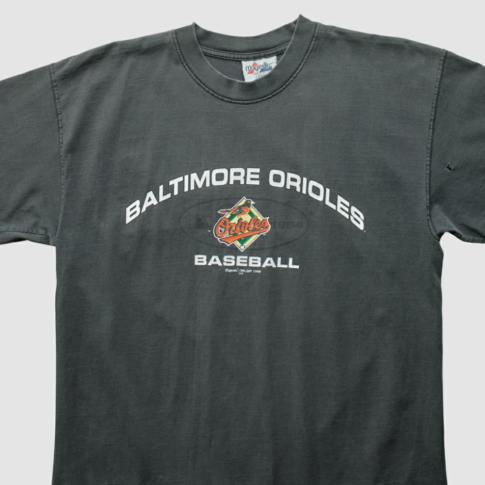 Baltimore Orioles Majestic 1999 T-Shirt - Charcoal - XVintage T-shirts
