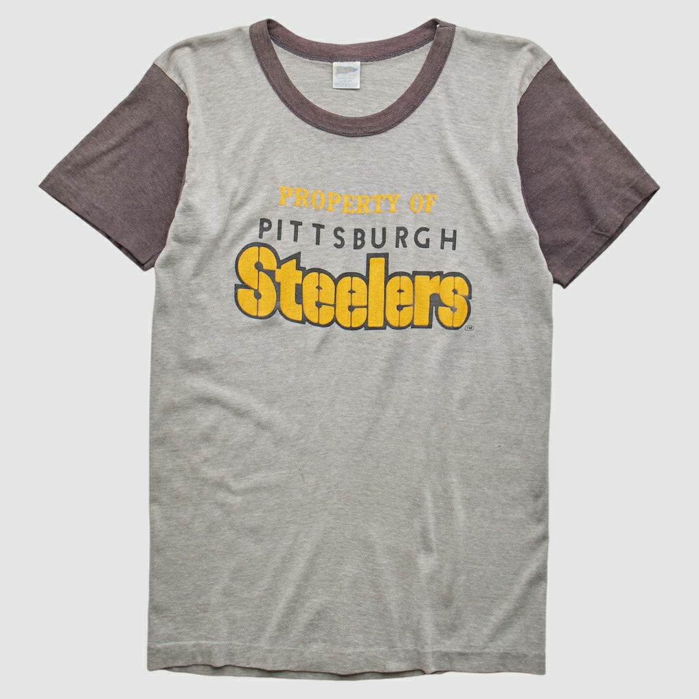 Pittsburgh Steelers Trench 80s T-Shirt - Heather Gray T-shirts