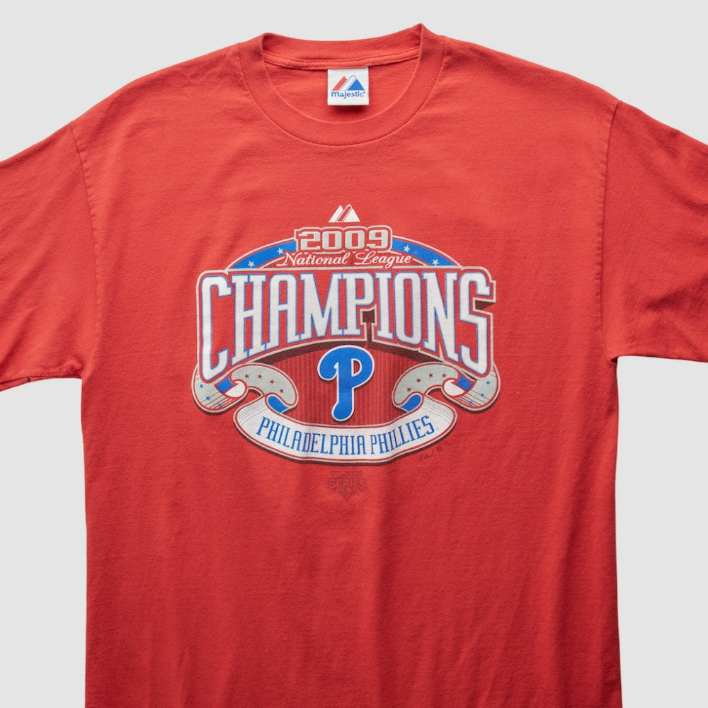 Philadelphia Phillies Majestic 2009 T-Shirt - Red - Vintage T-shirts