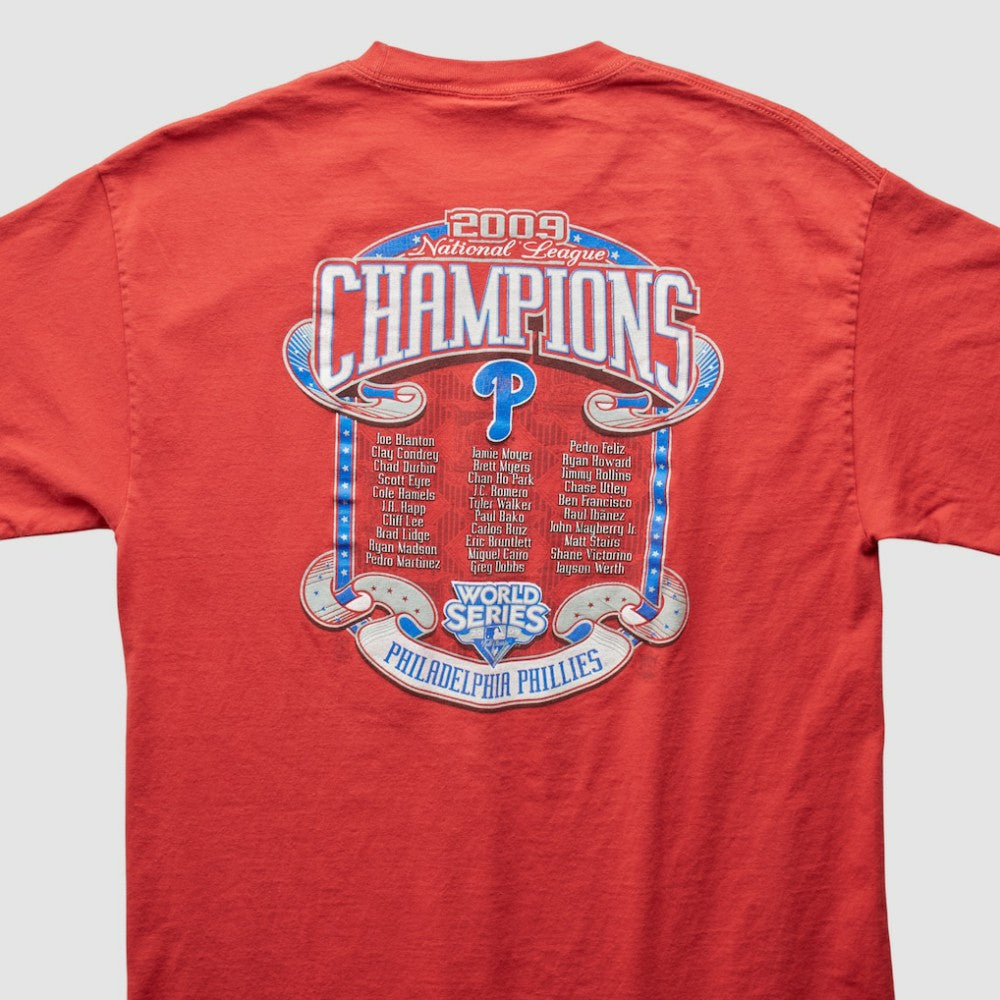 Philadelphia Phillies Majestic 2009 T-Shirt - Red - Vintage T-shirts