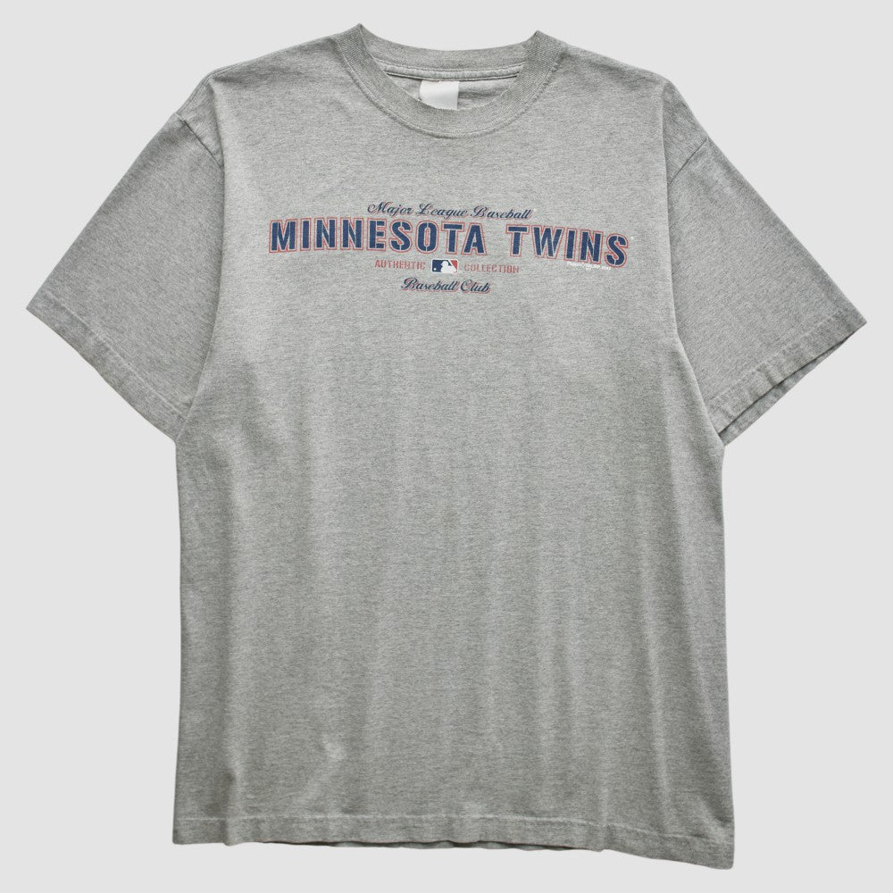 Minnesota Twins Majestic 2002 T-Shirt - Heather Gray - Vintage T-shirts