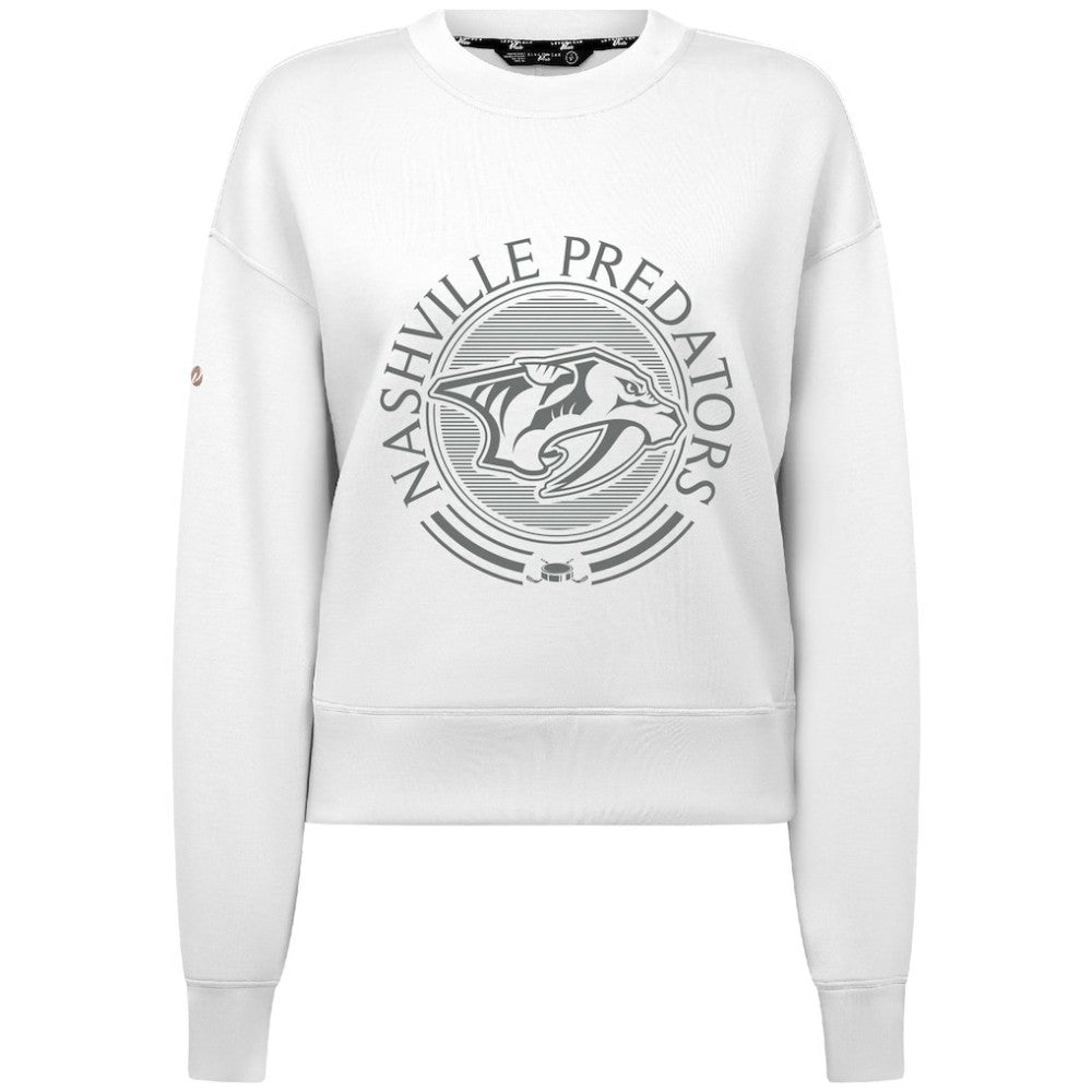 Nashville Predators Levelwear Women's Slate & Snow Sponge Tri-Blend Sweatshirt - White | US 203561075