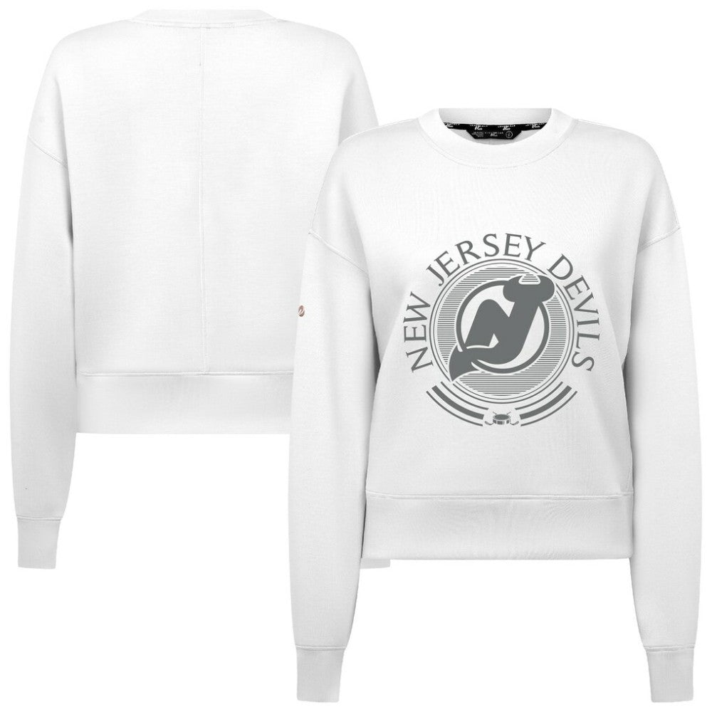 New Jersey Devils Levelwear Women's Slate & Snow Sponge Tri-Blend Sweatshirt - White | US 203561077