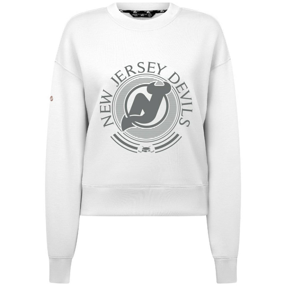 New Jersey Devils Levelwear Women's Slate & Snow Sponge Tri-Blend Sweatshirt - White | US 203561077