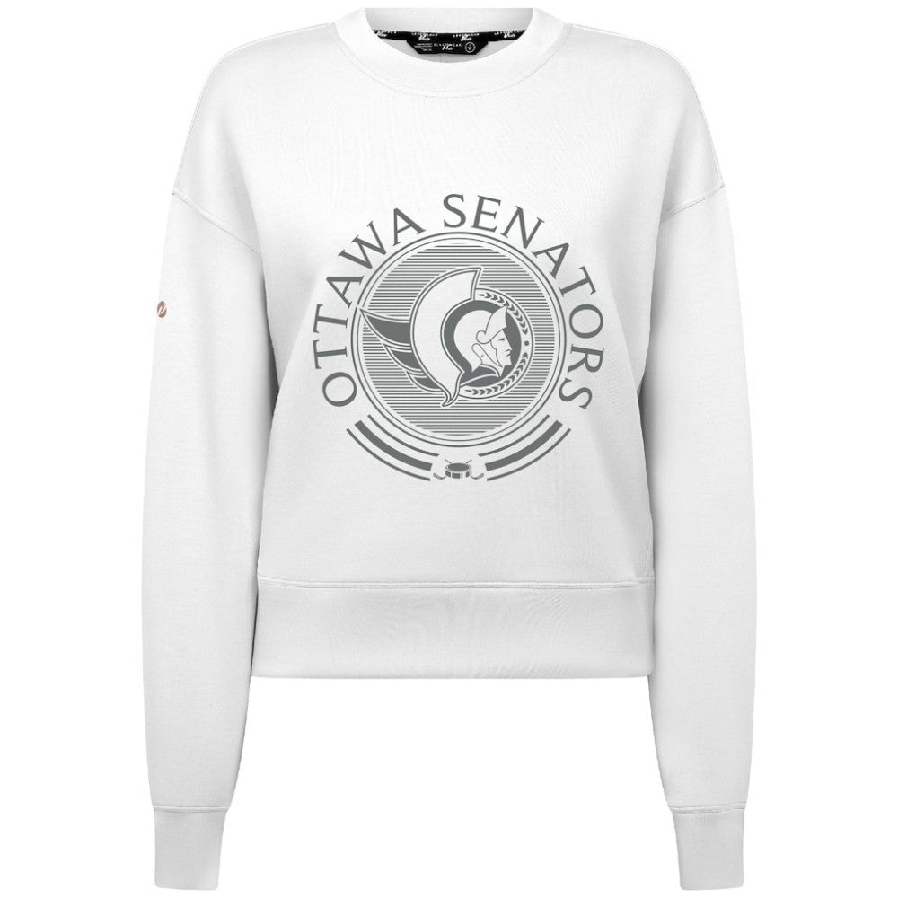 Ottawa Senators Levelwear Women's Slate & Snow Sponge Tri-Blend Sweatshirt - White | US 203561083