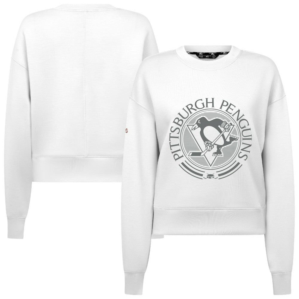 Pittsburgh Penguins Levelwear Women's Slate & Snow Sponge Tri-Blend Sweatshirt - White | US 203561087