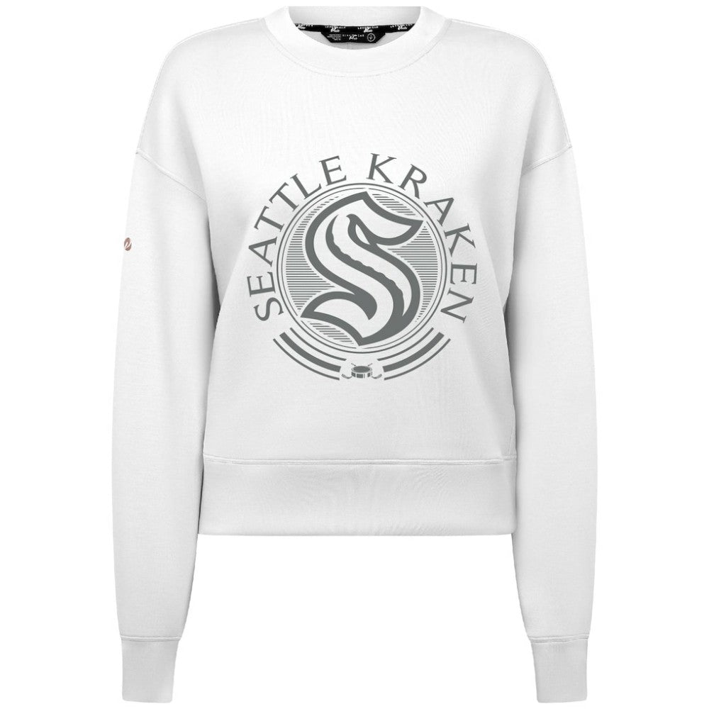 Seattle Kraken Levelwear Women's Slate & Snow Sponge Tri-Blend Sweatshirt - White | US 203561092