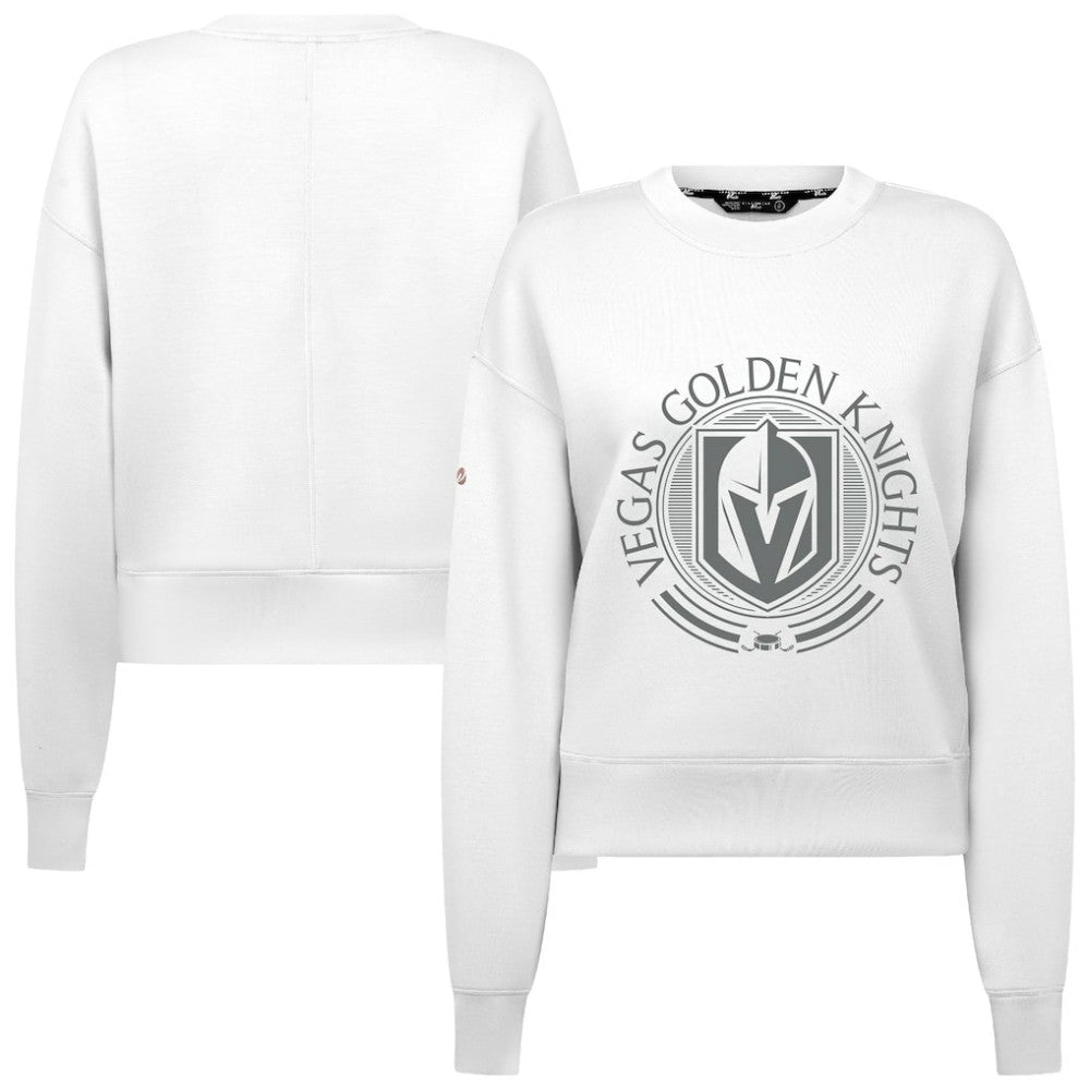 Vegas Golden Knights Levelwear Women's Slate & Snow Sponge Tri-Blend Sweatshirt - White | US 203561102