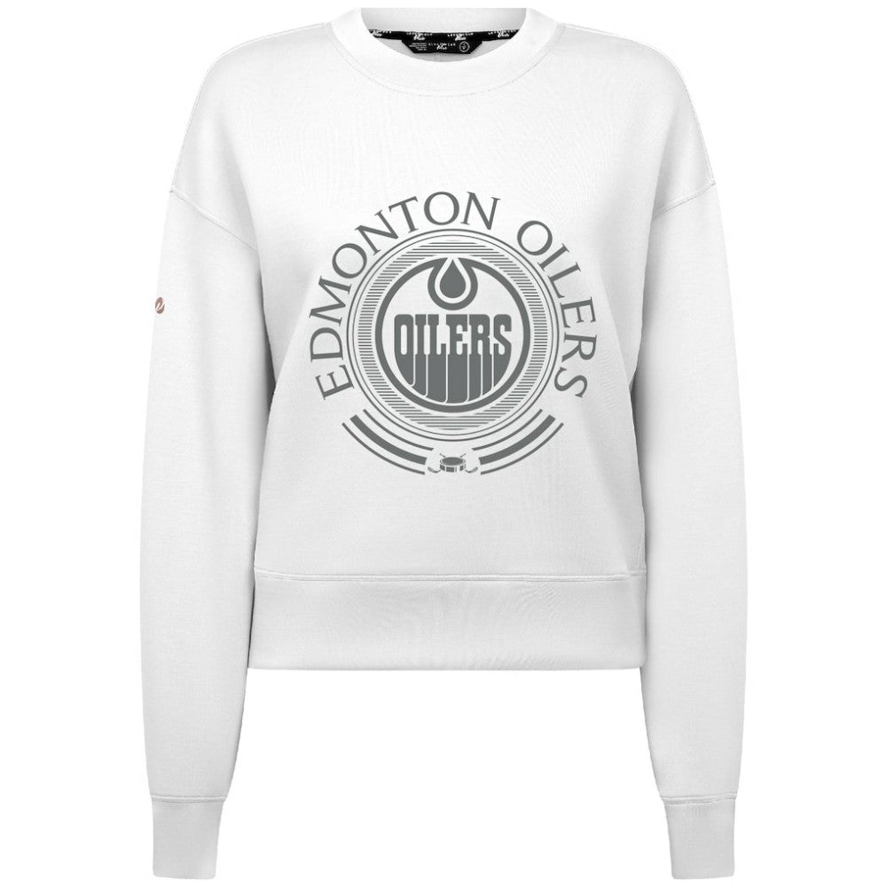 Edmonton Oilers Levelwear Women's Slate & Snow Sponge Tri-Blend Sweatshirt - White | US 203561108
