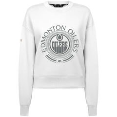 Edmonton Oilers Levelwear Women's Slate & Snow Sponge Tri-Blend Sweatshirt - White | US 203561108