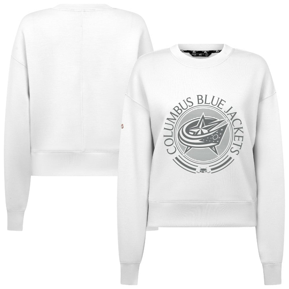 Columbus Blue Jackets Levelwear Women's Slate & Snow Sponge Tri-Blend Sweatshirt - White | US 203561110