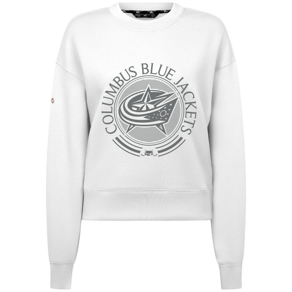 Columbus Blue Jackets Levelwear Women's Slate & Snow Sponge Tri-Blend Sweatshirt - White | US 203561110