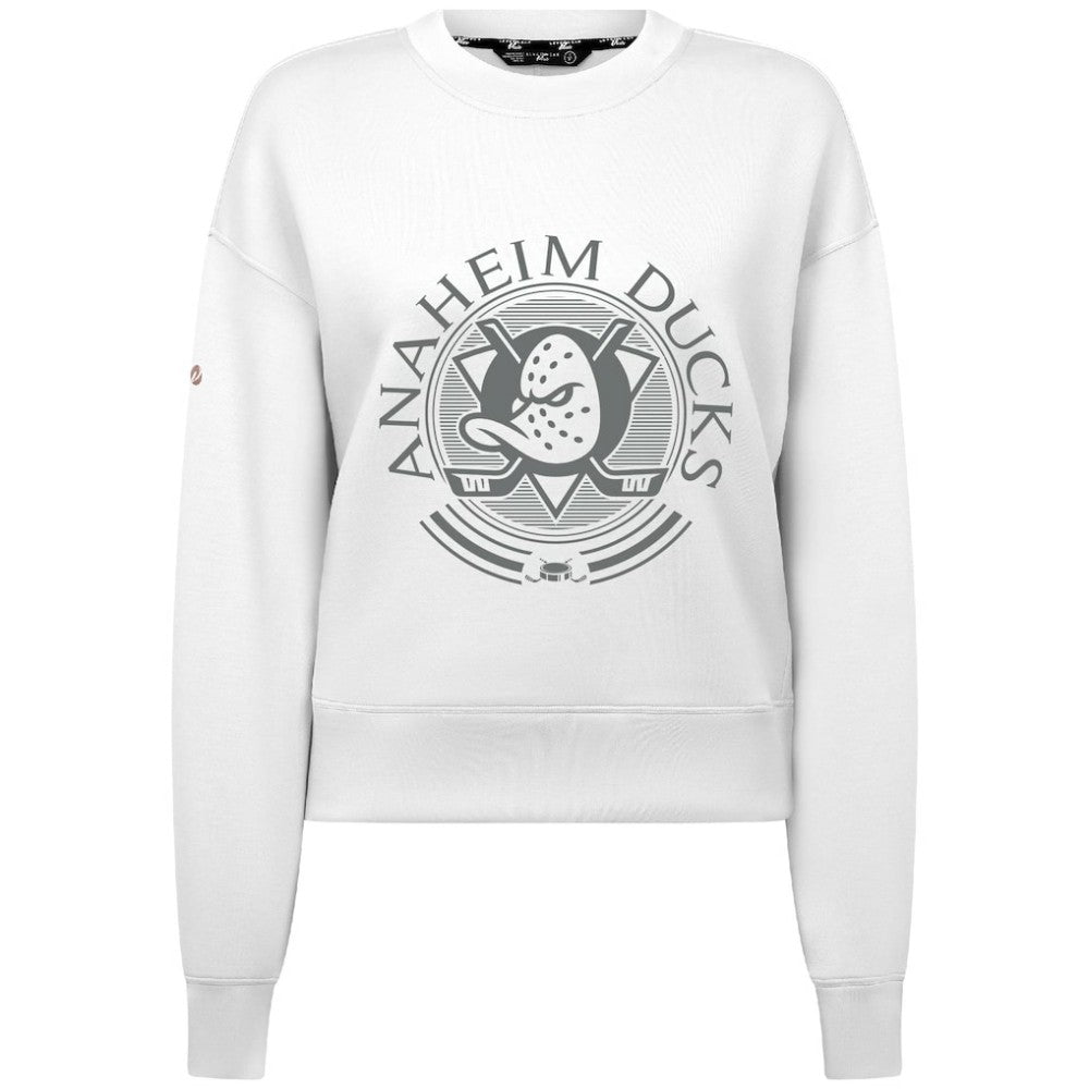 Anaheim Ducks Levelwear Women's Slate & Snow Sponge Tri-Blend Sweatshirt - White | US 203561125