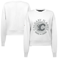 Calgary Flames Levelwear Women's Slate & Snow Sponge Tri-Blend Sweatshirt - White | US 203561130
