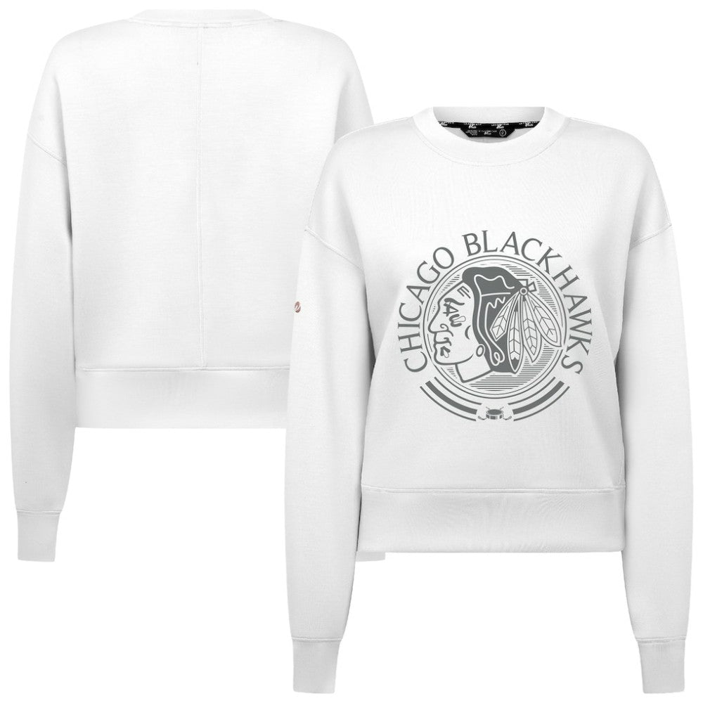 Chicago Blackhawks Levelwear Women's Slate & Snow Sponge Tri-Blend Sweatshirt - White | US 203561132