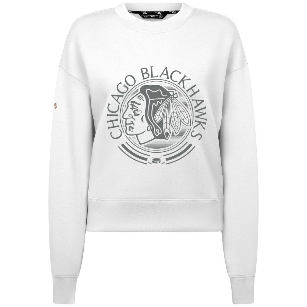 Chicago Blackhawks Levelwear Women's Slate & Snow Sponge Tri-Blend Sweatshirt - White | US 203561132