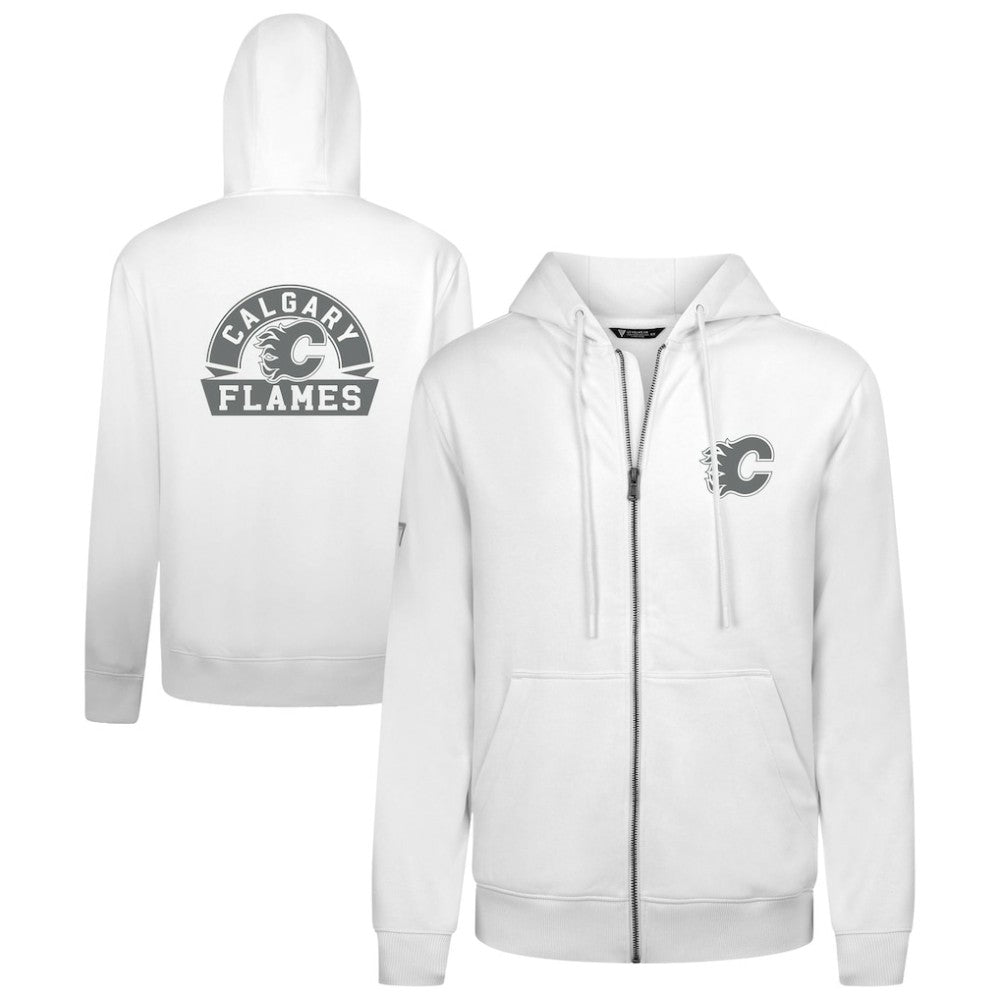 Calgary Flames Levelwear Podium Chenille Logo Full-Zip Hoodie - White | US 203561161