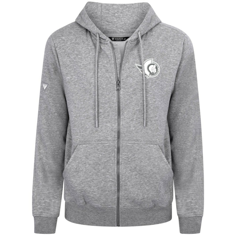 Ottawa Senators Levelwear Podium Chenille Logo Full-Zip Hoodie - Gray | US 203561166