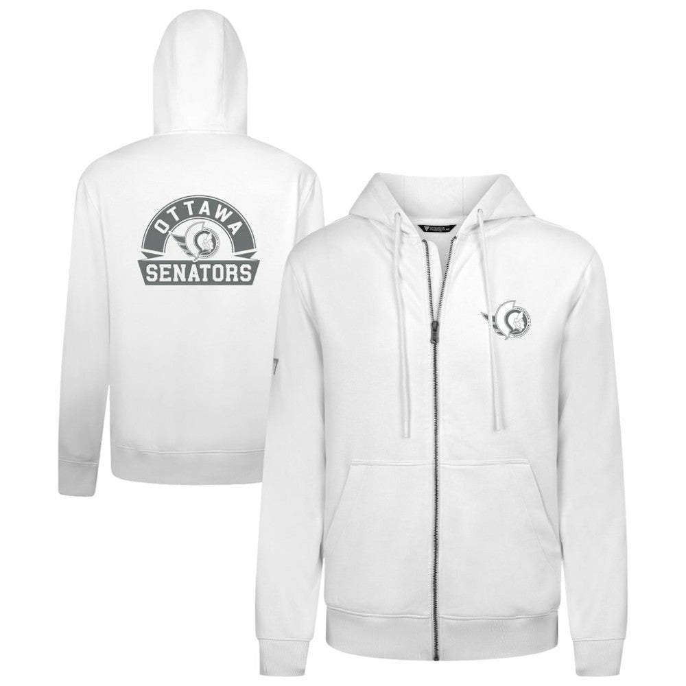 Ottawa Senators Levelwear Podium Chenille Logo Full-Zip Hoodie - White | US 203561168