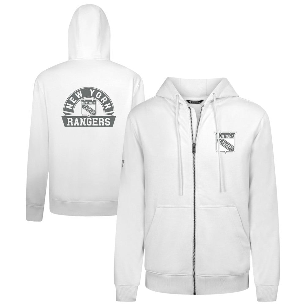 New York Rangers Levelwear Podium Chenille Logo Full-Zip Hoodie - White | US 203561169