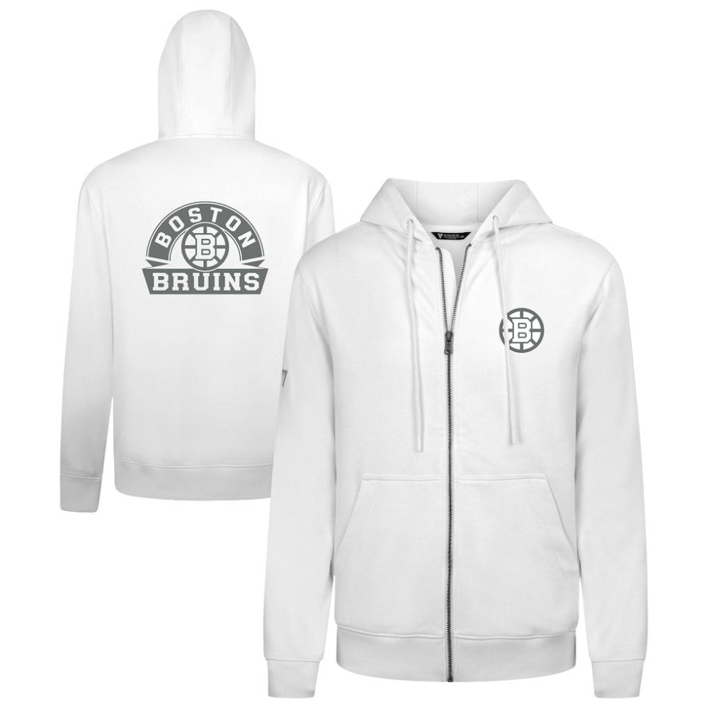 Boston Bruins Levelwear Podium Chenille Logo Full-Zip Hoodie - White | US 203561171