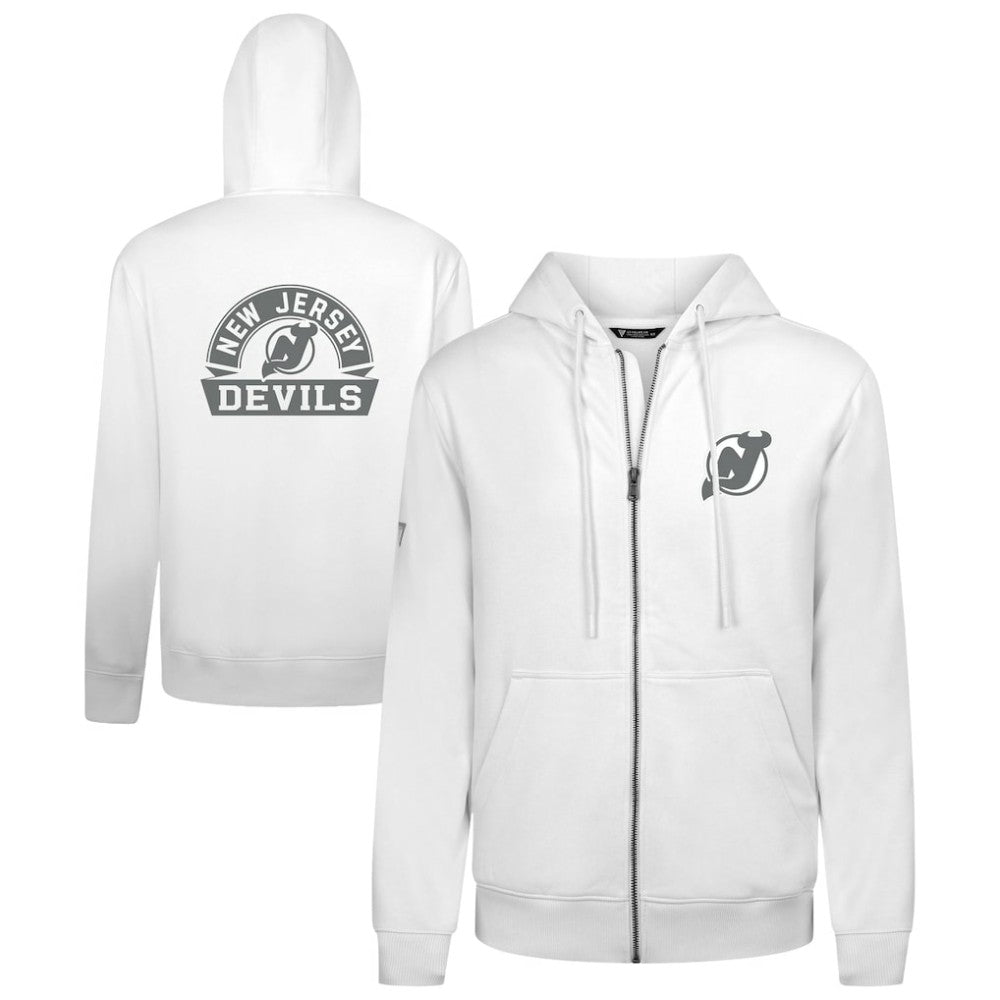 New Jersey Devils Levelwear Podium Chenille Logo Full-Zip Hoodie - White | US 203561175
