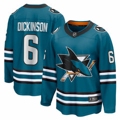 Sam Dickinson San Jose Sharks Fanatics Home Breakaway Jersey - Teal | US 203563399