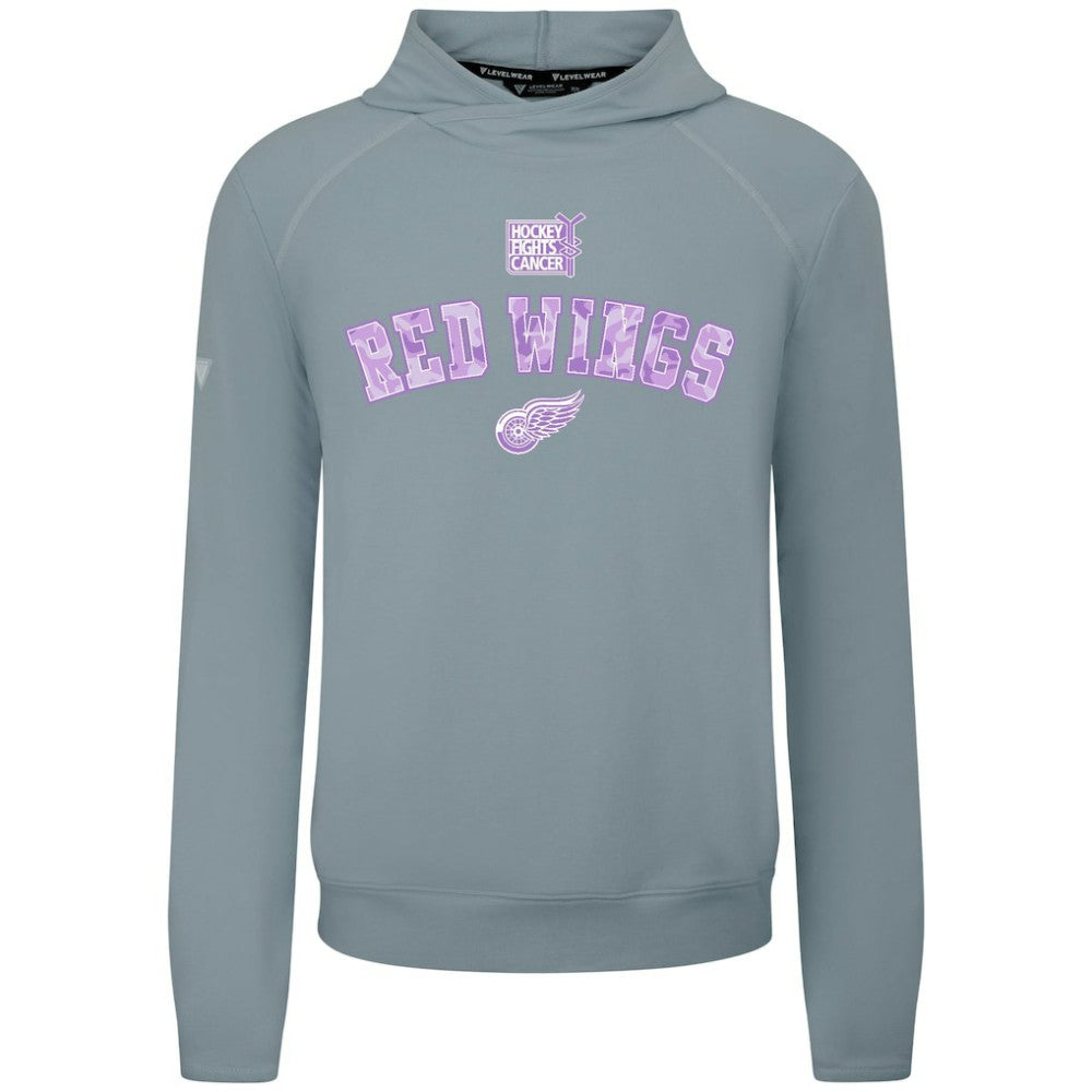 Detroit Red Wings Levelwear Hockey Fights Cancer Mandate Tri-Blend Hoodie - Gray | US 203563885