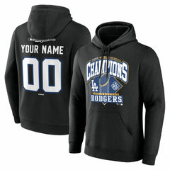 Los Angeles Dodgers 2025 World Series Champions Custom Name & Number Hoodie - Black Hoodies