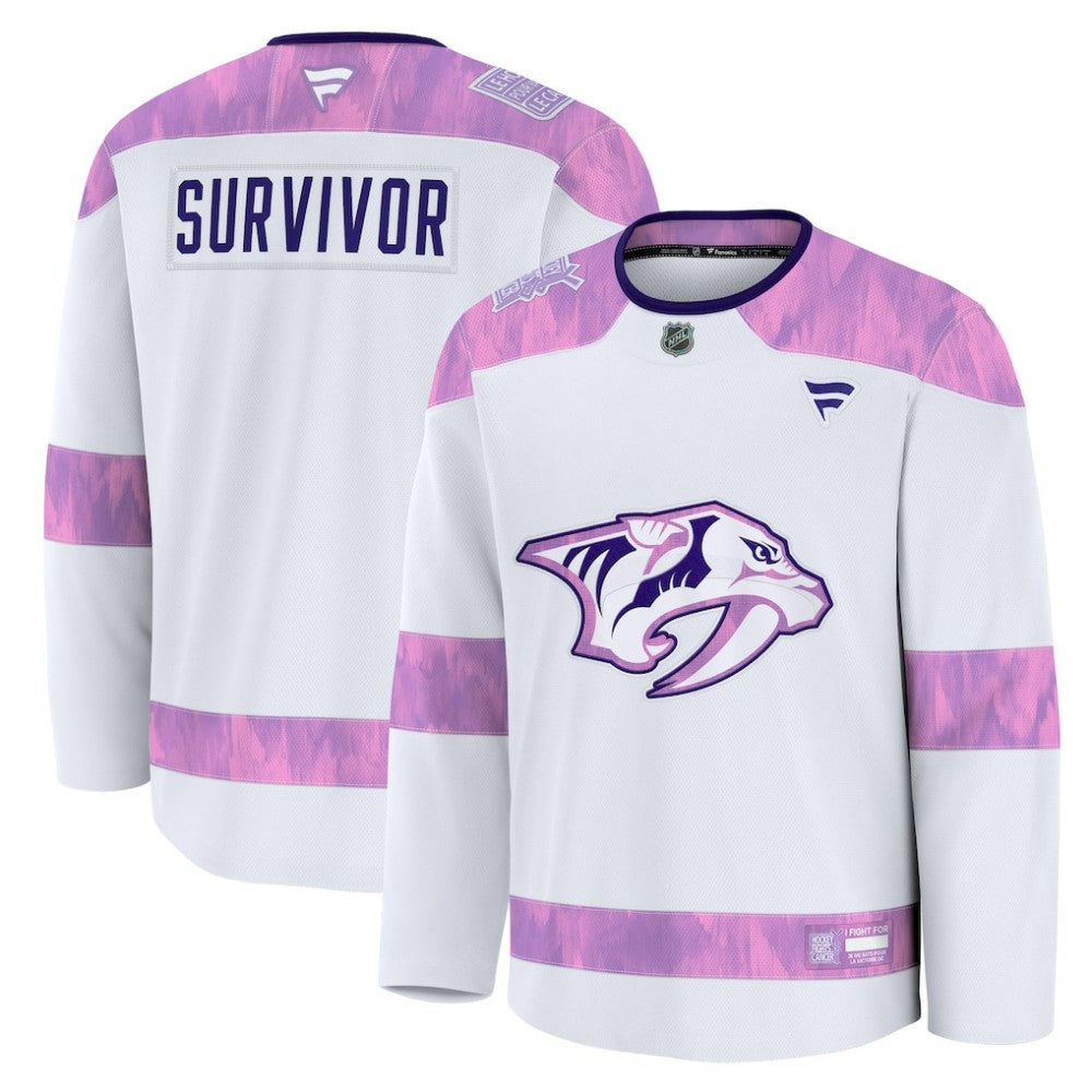 Nashville Predators Fanatics Hockey Fights Cancer Survivor Practice Jersey - White | US 203564950