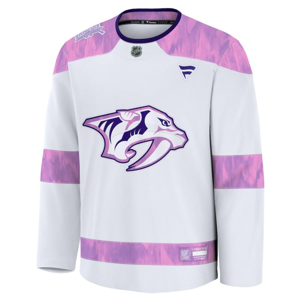 Nashville Predators Fanatics Hockey Fights Cancer Survivor Practice Jersey - White | US 203564950